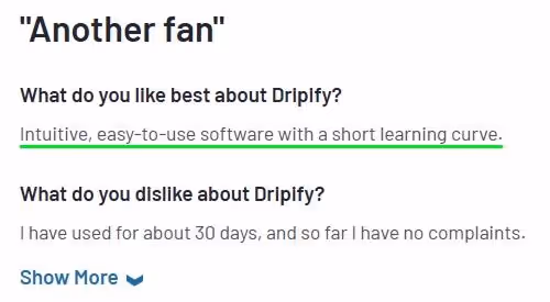 G2 review of Dripify
