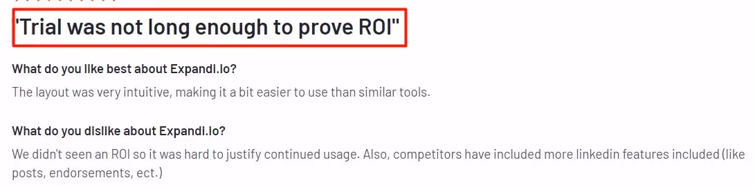User feedback highlighting insufficient trial duration to prove ROI.