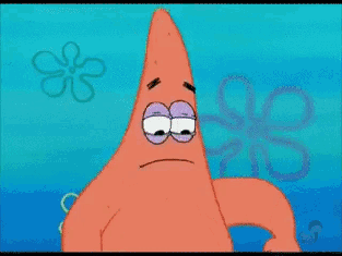 Patrick Star from SpongeBob SquarePants looking sad and tired.