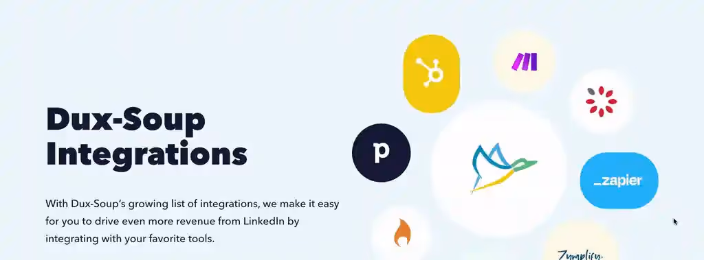 All the integrations Dux Soup support