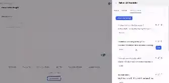 A screenshot of a messaging interface with a column on the right displaying various message templates and a text input field on the left.