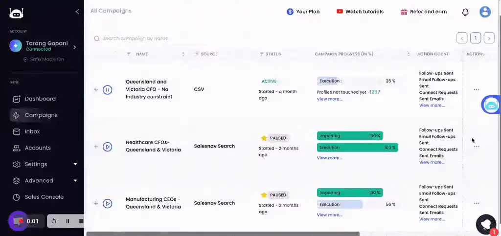 how you can export target prospects into a CSV file via Salesrobot