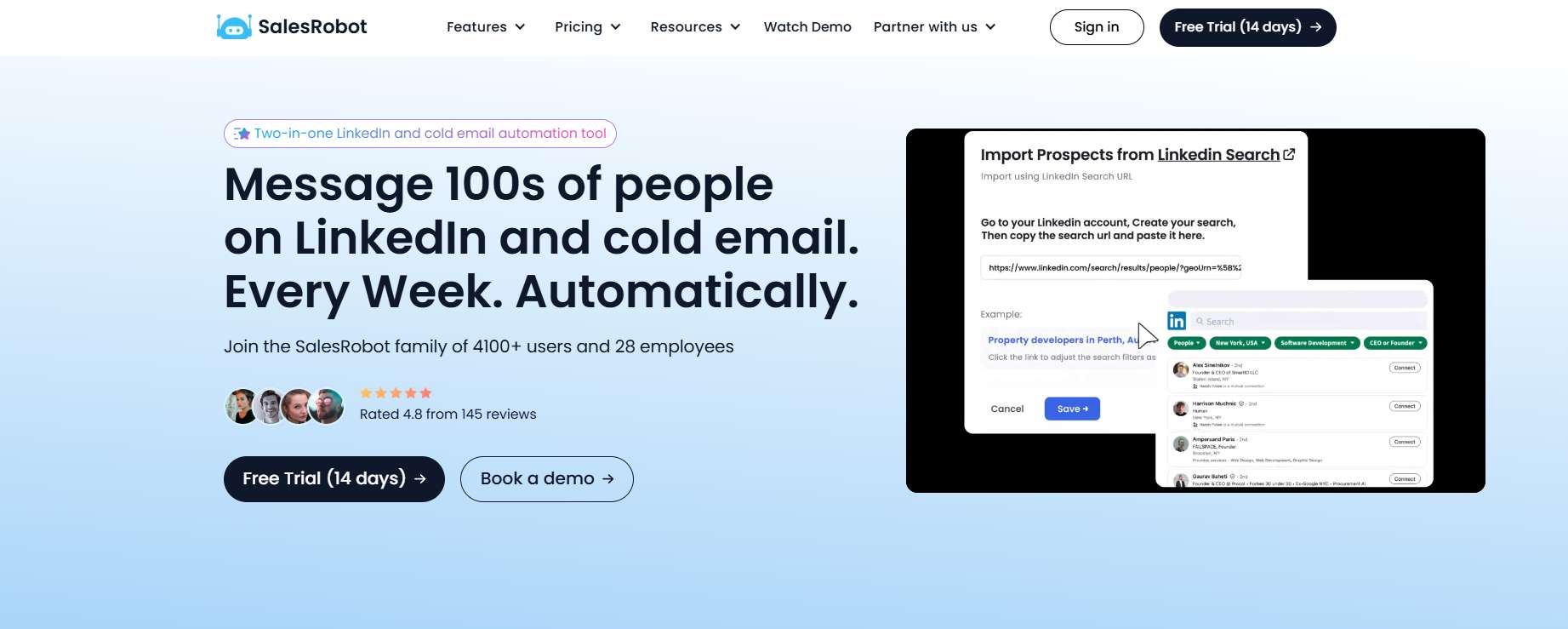 SalesRobot homepage