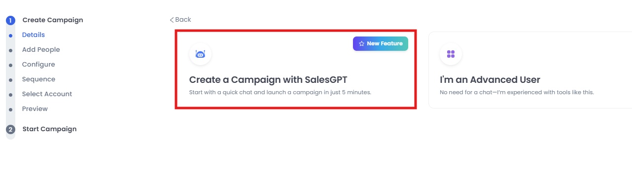 how to create SalesGPT campaign.