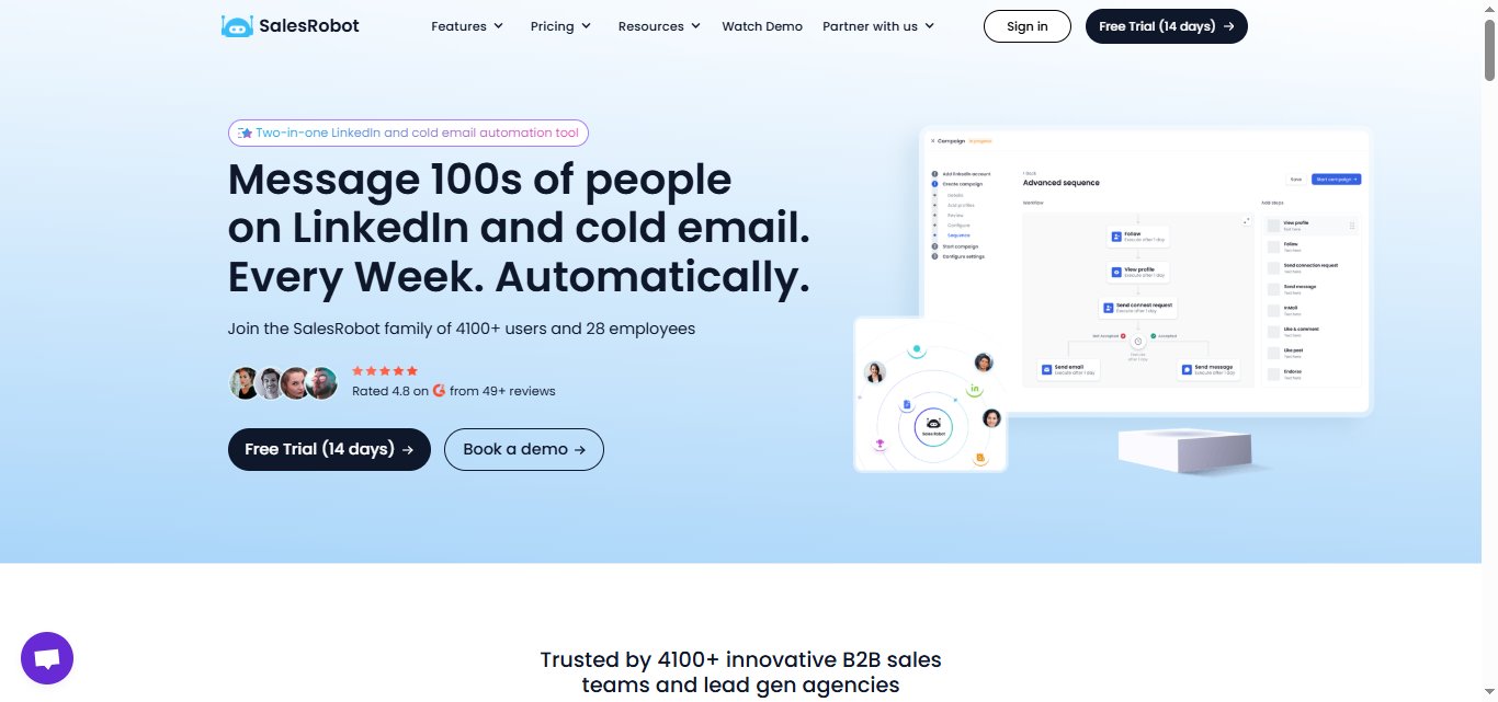 SalesRobot homepage