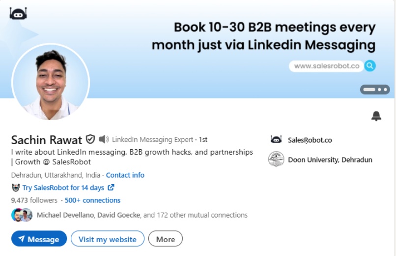 Optimised LinkedIn profile