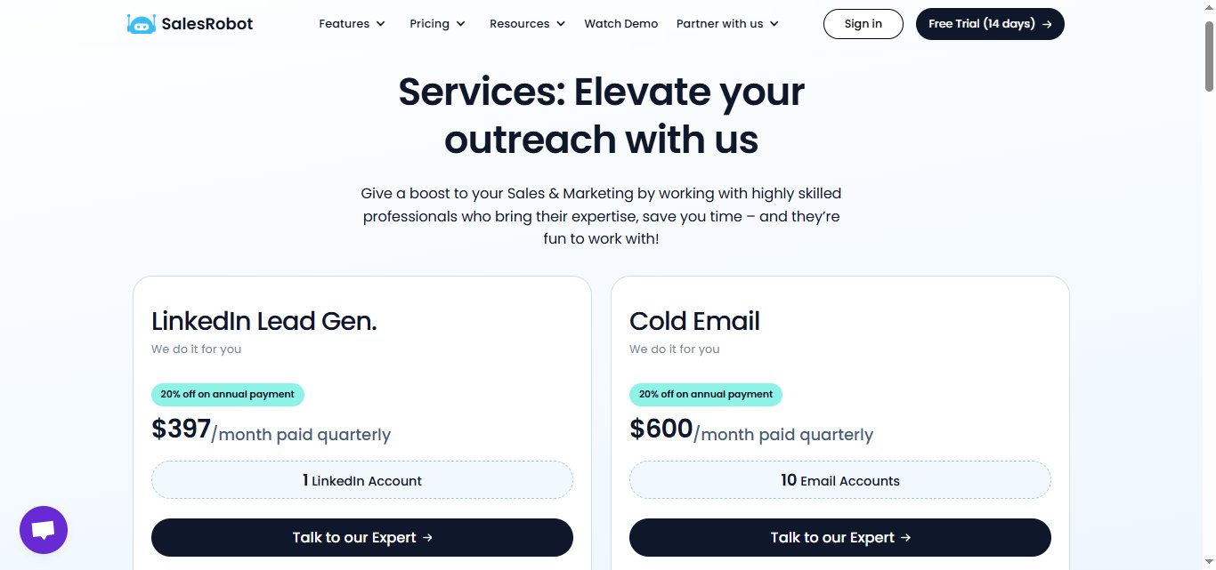 SalesRobot services plan