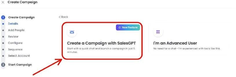 Create campaign options in SalesRobot