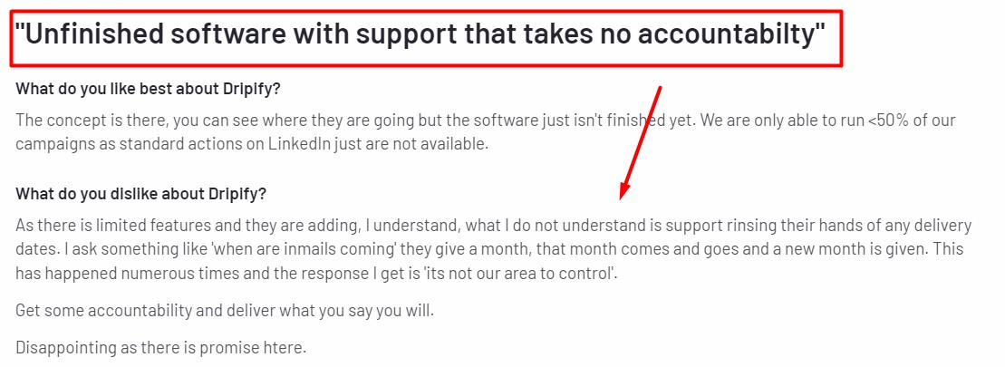 Negative review of DripiFy: unfinished software with unaccountable support.