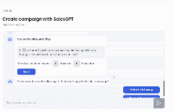 A small, blurry screenshot showing a pop-up window for editing a step within a 'Create campaign with SalesGPT' interface.