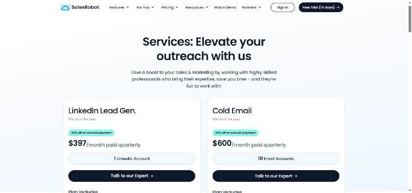 Done for You services in SalesRobot