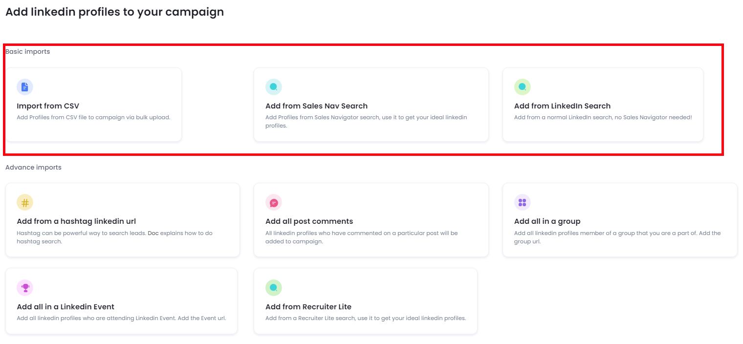 Import prospect lists options in SalesRobot
