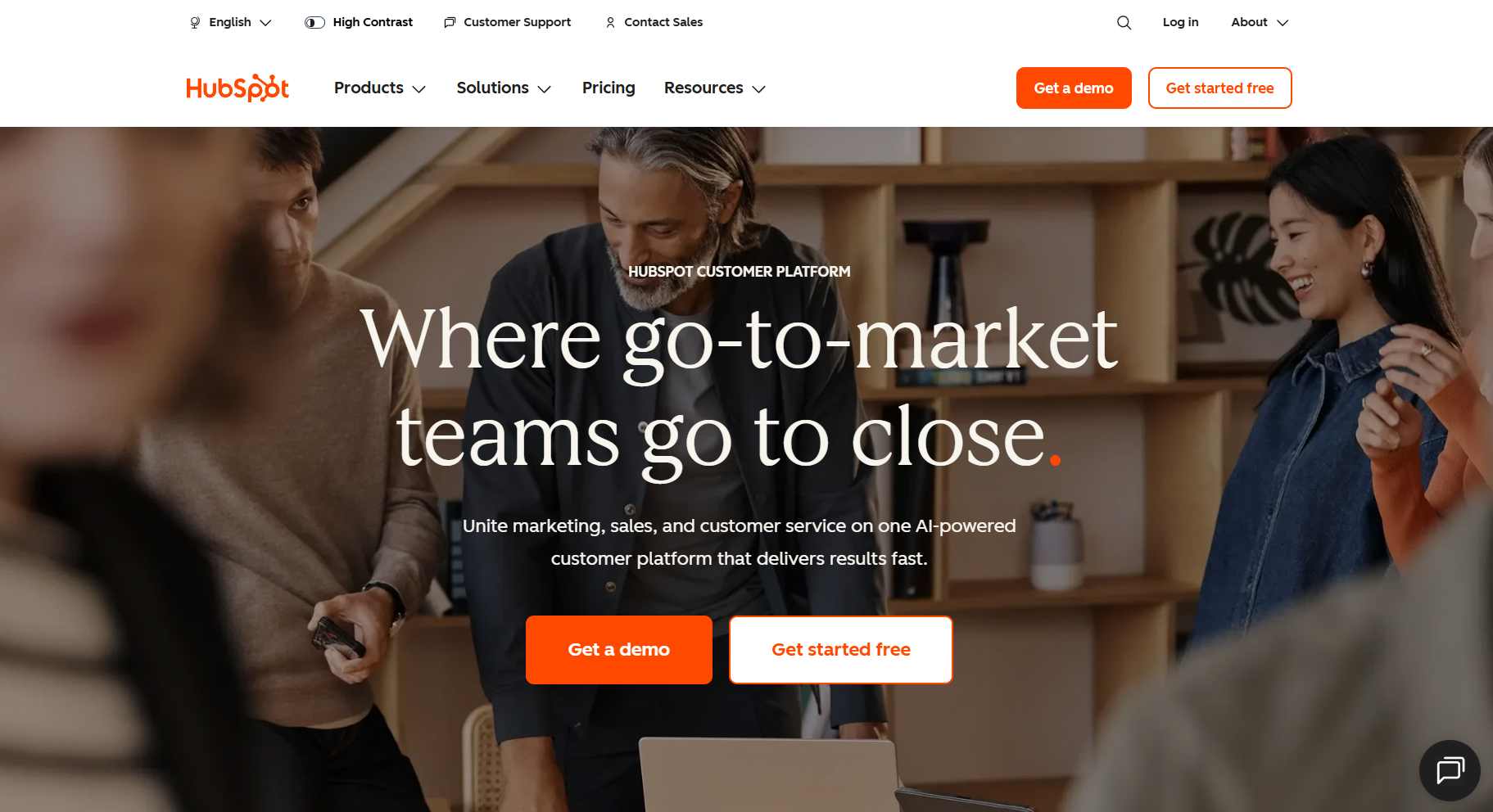 Hubspot homepage