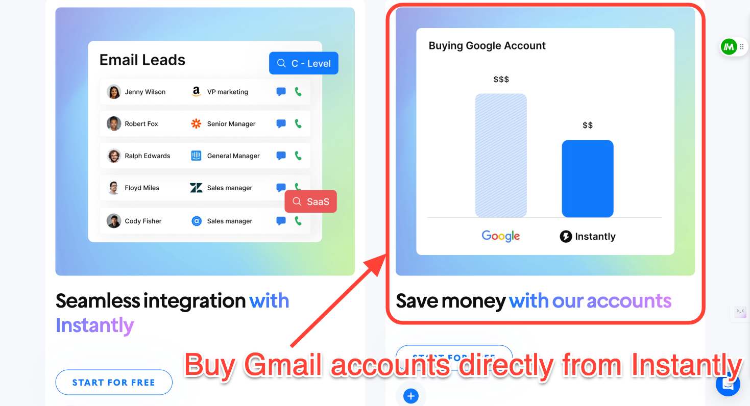 Buy Gmail accounts directly from Instantly