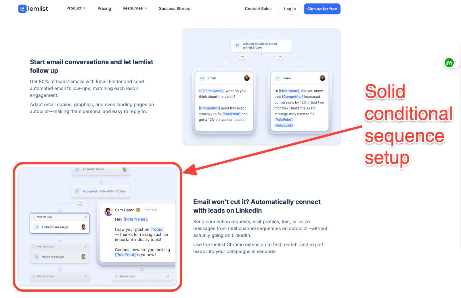 Conditional sequence setup in Lemlist