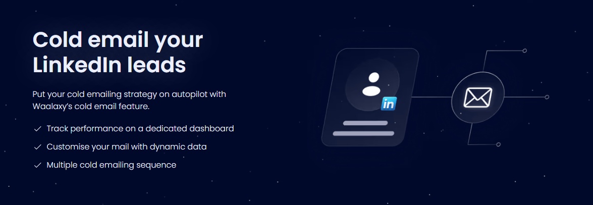 Cold email your LinkedIn leads with Waalaxy's autopilot feature.