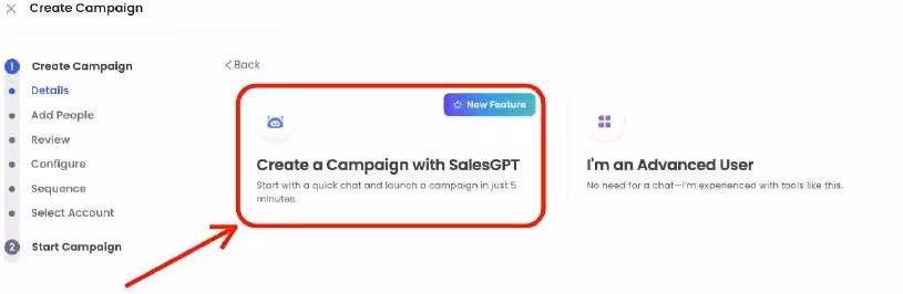 Create campaign options in SalesRobot