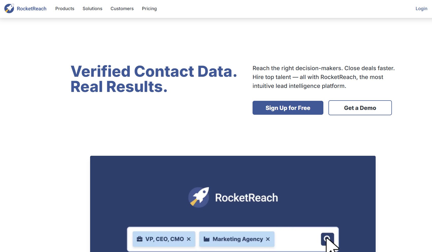 RocketReach homepage