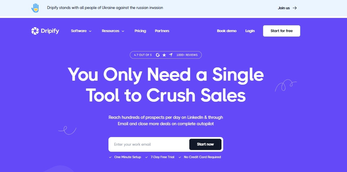 Dripify's website homepage.