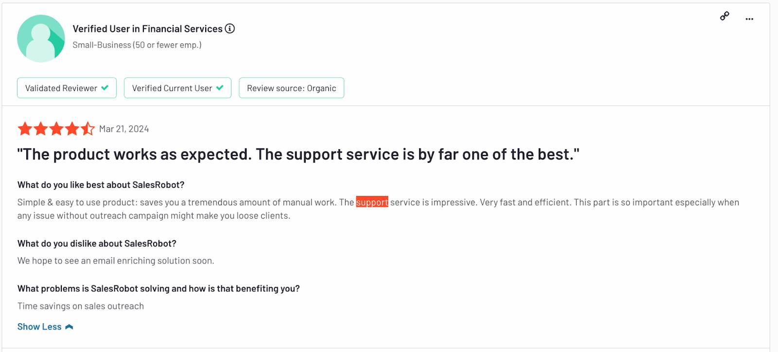 G2 review of Salesrobot