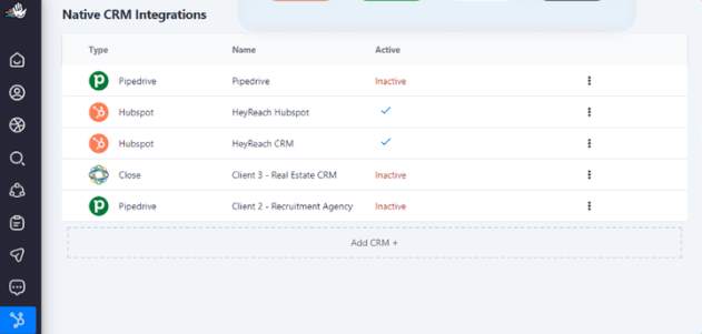 HeyReach CRM integration