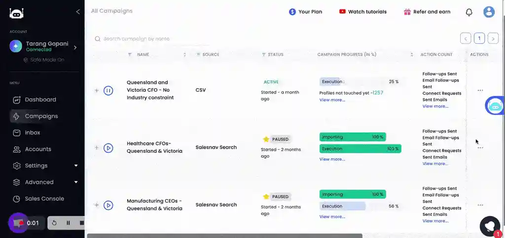 how you can export target prospects into a CSV file via Salesrobot