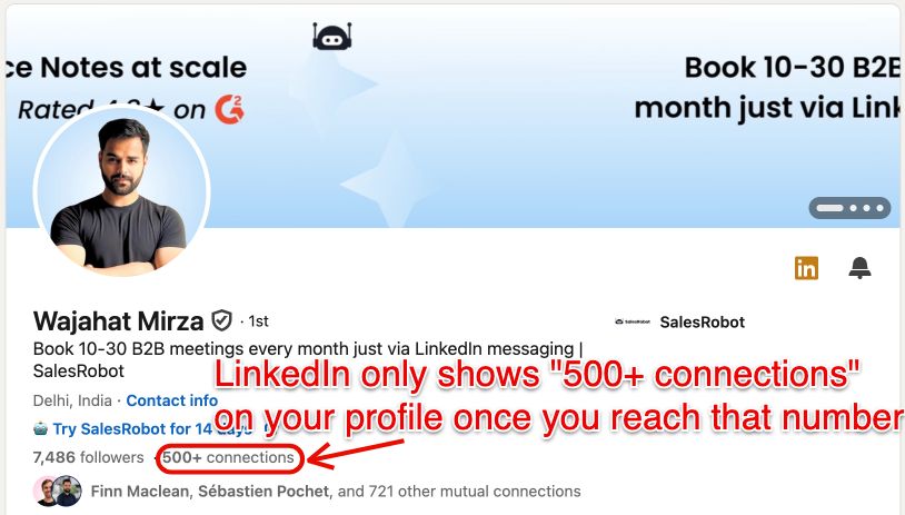 500 +connections on LinkedIn