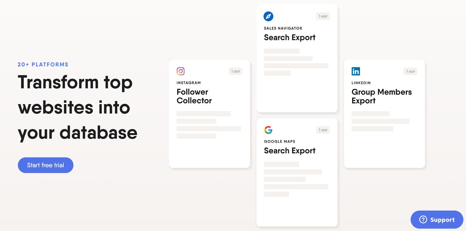 Phantombuster data scraping features
