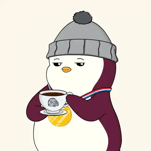 baby penguin sipping coffee