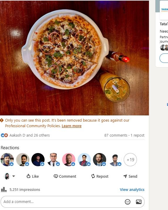 LinkedIn post against marked as against community policies