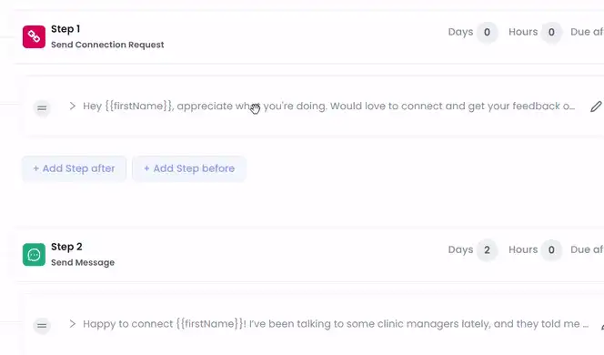 SalesRobot message sequence setup with automated personalized voice notes
