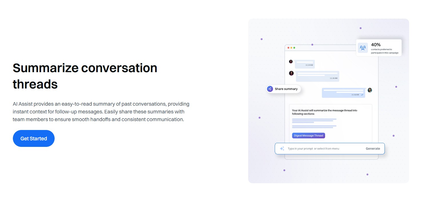 We-Connect AI Assist summarize conversation threads feature