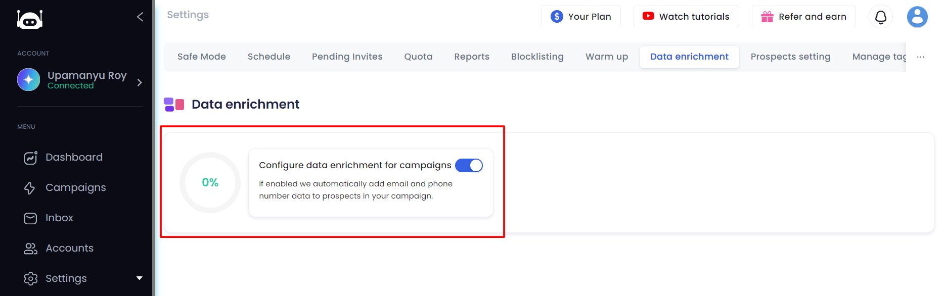 Salesrobot email data enrichment