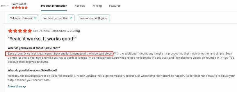 SalesRobot G2 review