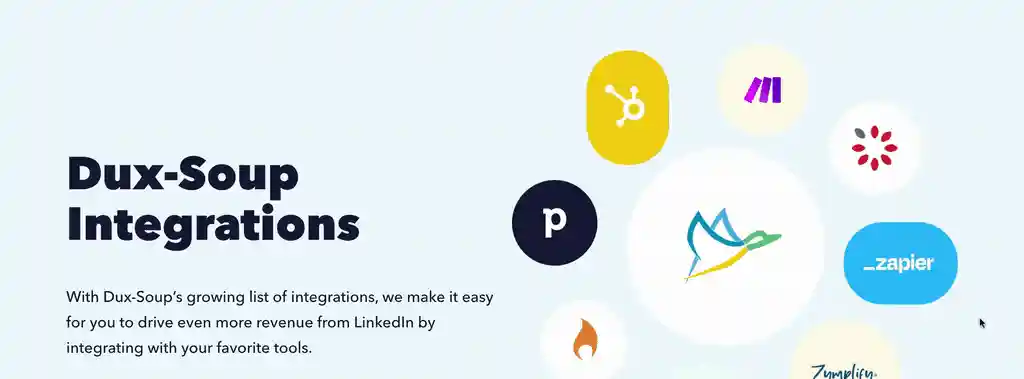 All the integrations Dux Soup support