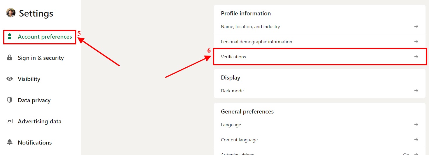 Linkedin verification settings