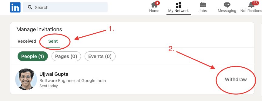 accept invitation or ignore button on Linkedin