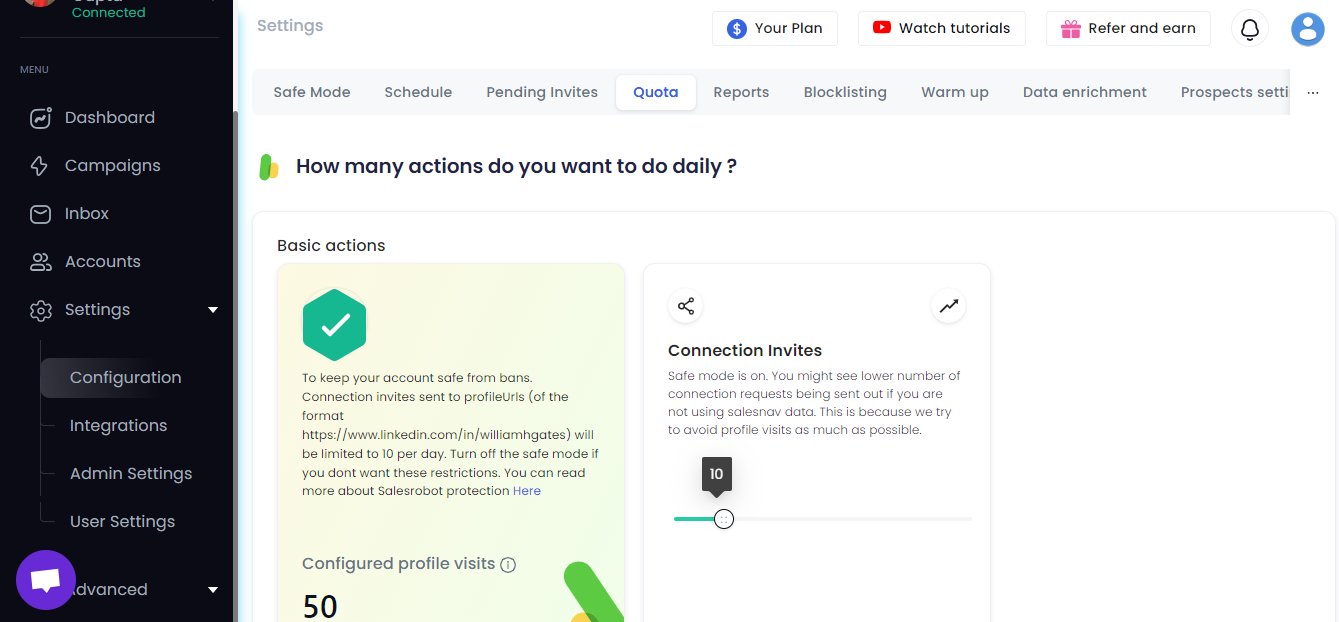 A SalesRobot feature of restriction automation actions.