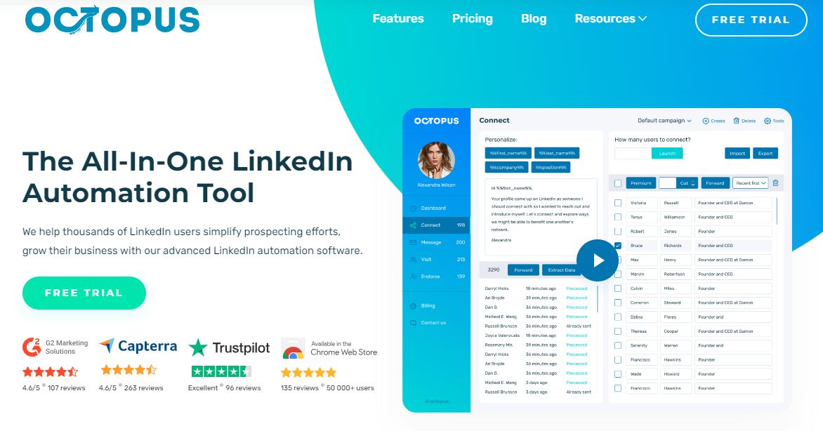 Octopus CRM home page