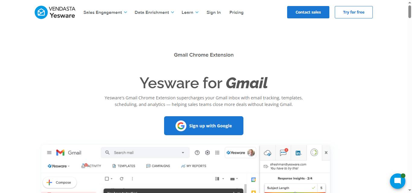 Yesware extension and add-on