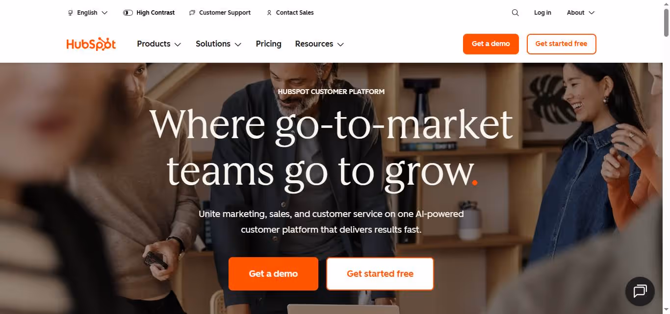 HubSpot homepage
