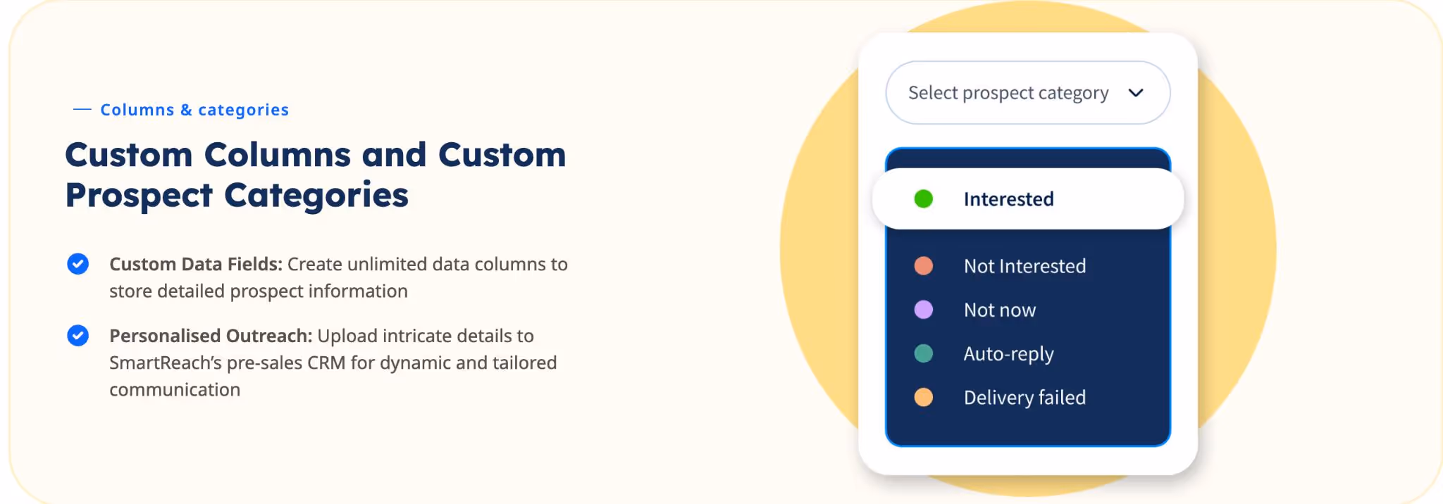 Prospect categories selection interface.