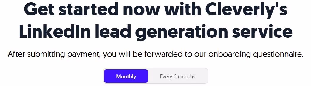Cleverly's Linkedin lead generation service payment schedule
