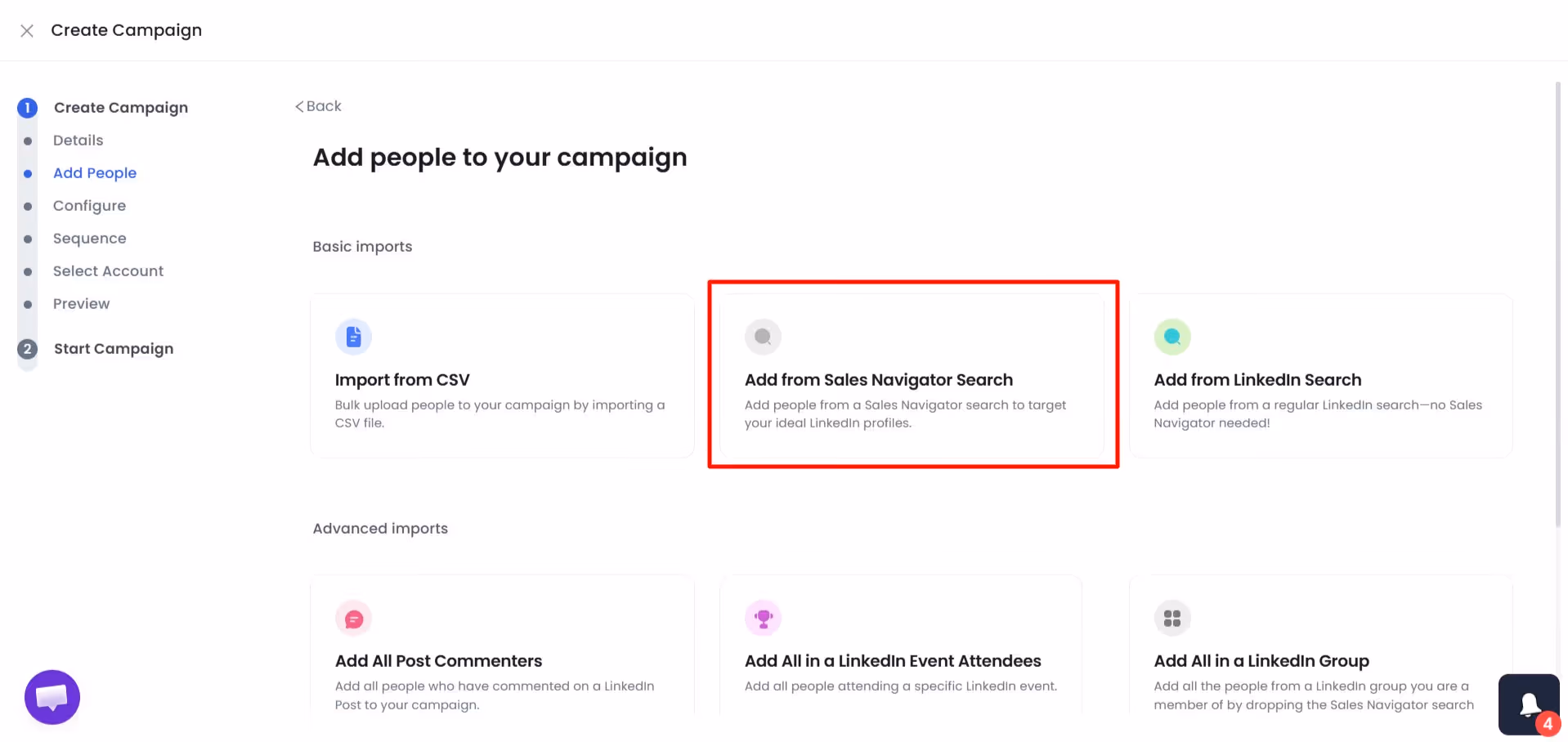 Button Showing Sales Navigator Search