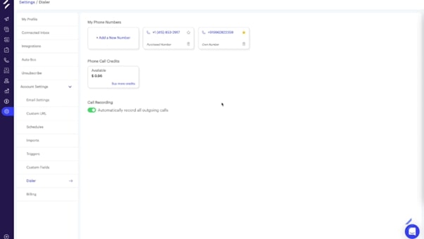 screenshot showing dialer options in salesgear. 