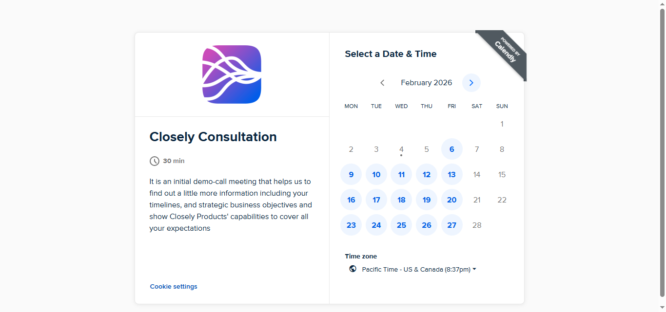 Schedule meetings using Closely