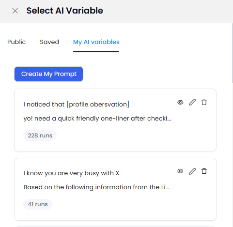 AI Variable prompts in SalesRobot