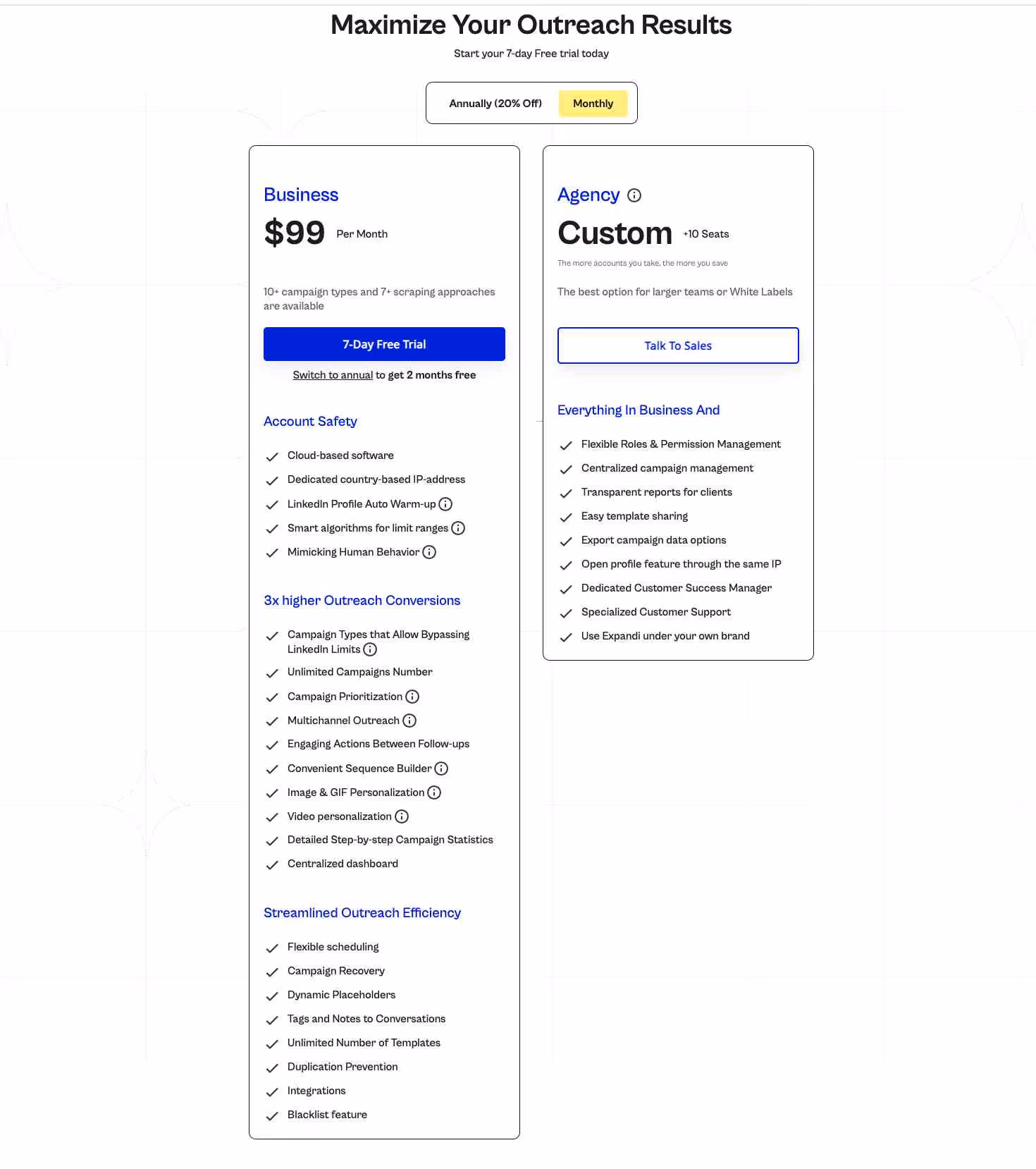 Expandi pricing plans