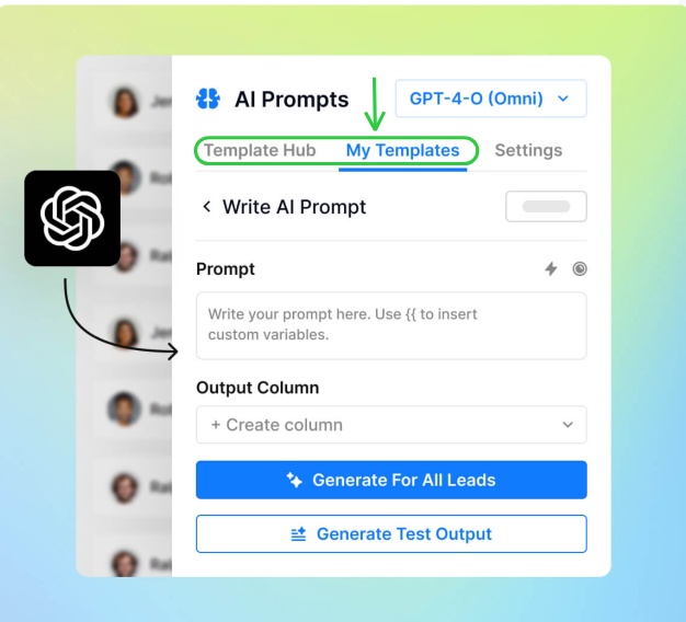 Screenshot of the AI Prompts interface, allowing users to write and generate prompts.