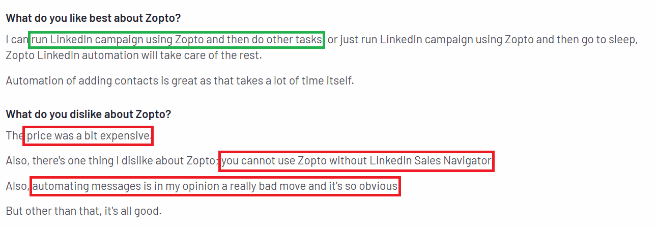 User review of Zopto
